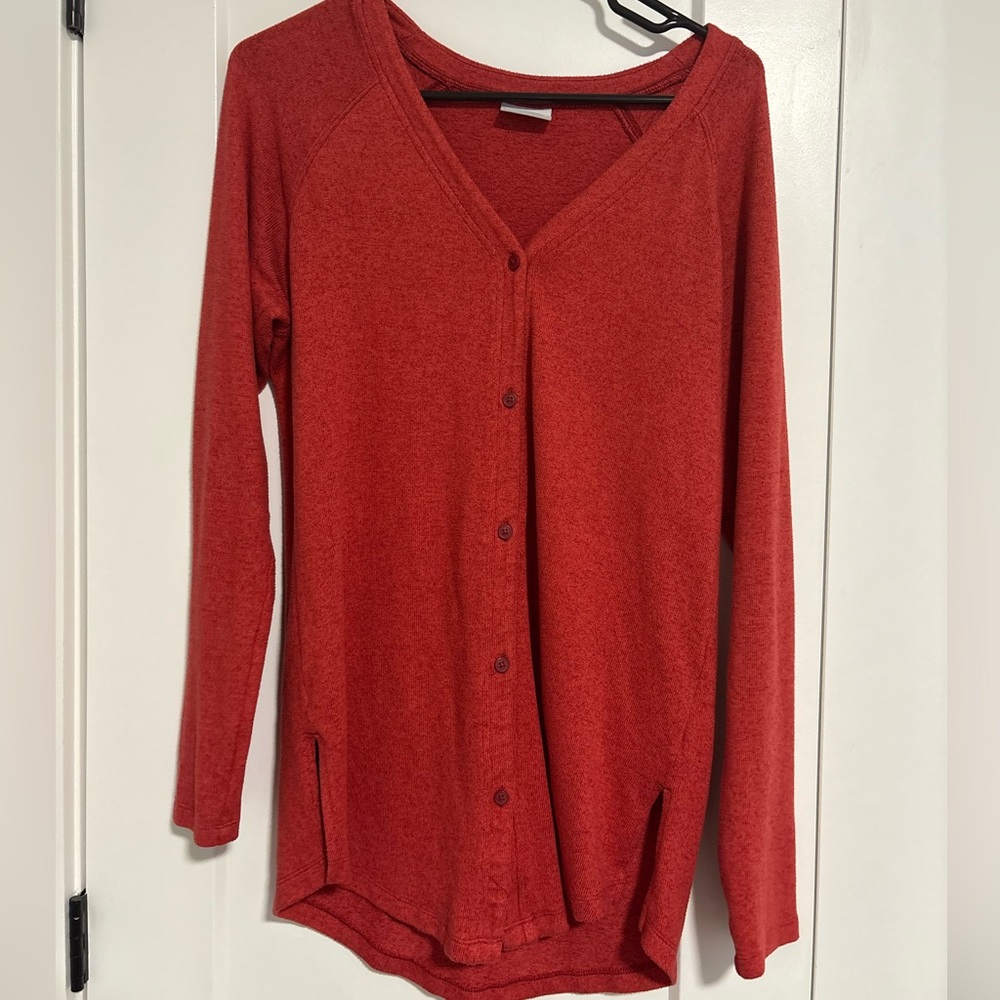 Columbia‎ Red Button-Up Long Sleeve Cardigan Women's Size Small